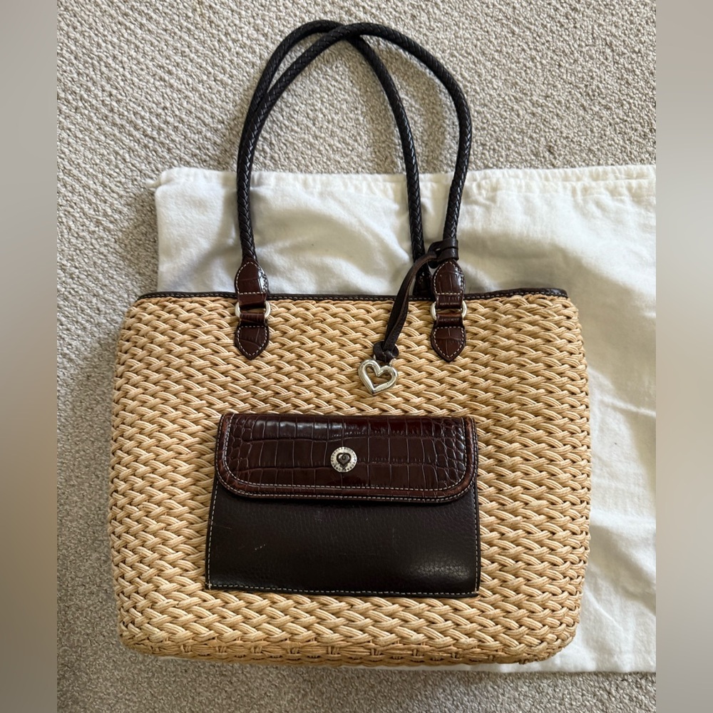 Brighton Elegant Tan and Brown Woven Tote Bag